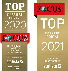 FOCUS Gütesiegel Top Karriereportal 2020 und 2021