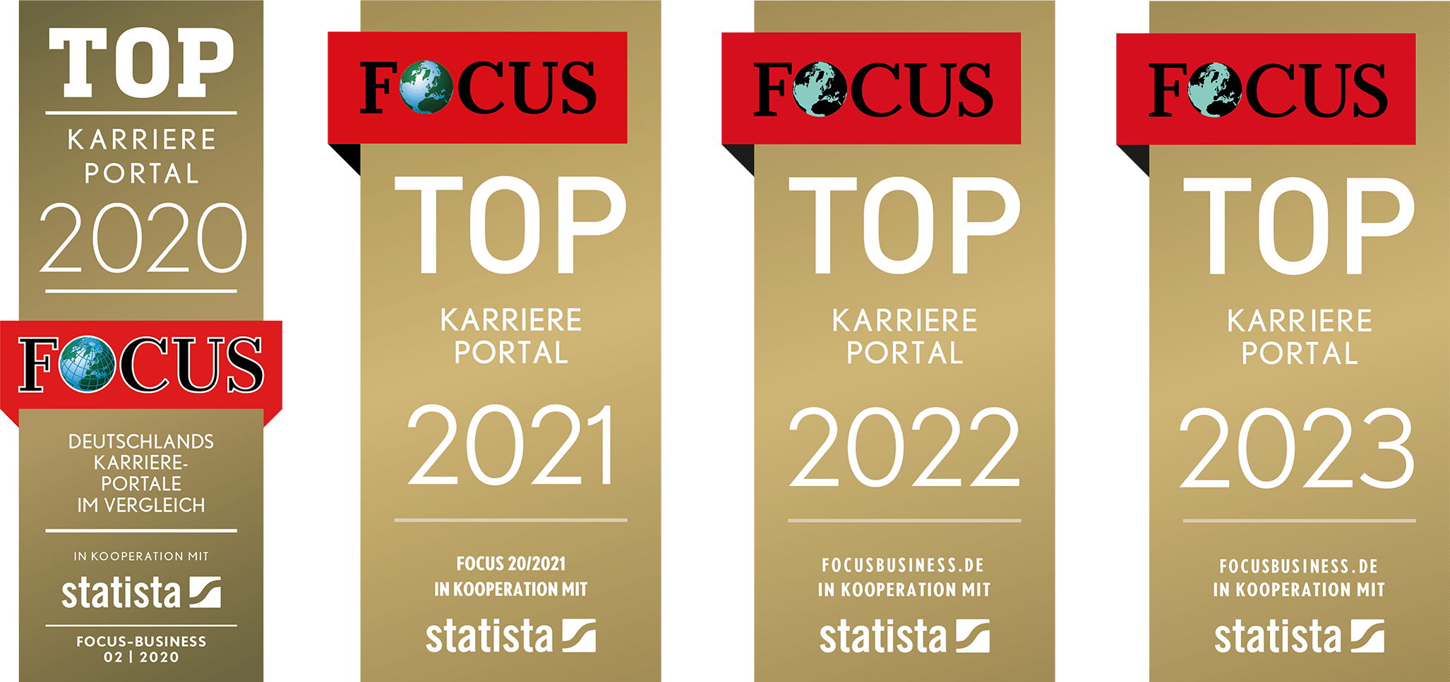 FOCUS Gütesiegel Top Karriereportal 2020,2021,2022 und 2023